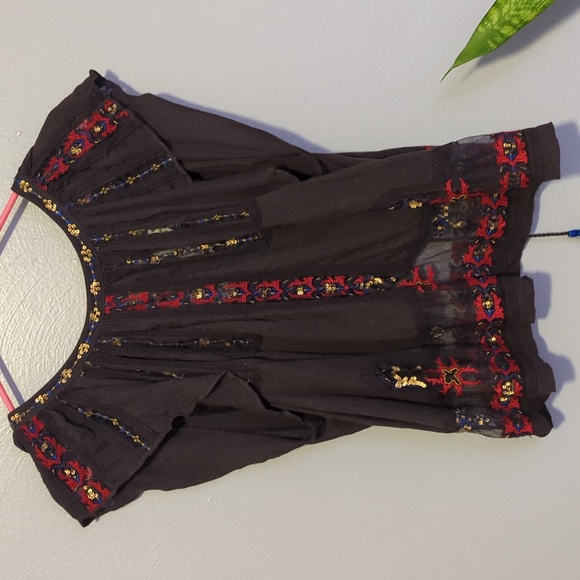 NWT Free People Morocco Tank in Washed Black with Beaded Embroidered Details S - Picture 1 of 13